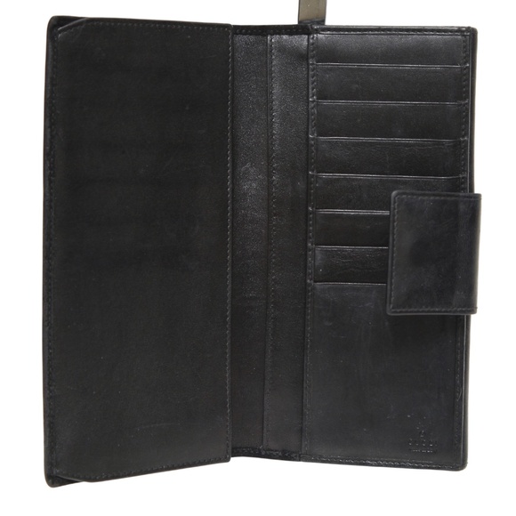 GUCCI Black Suede Leather Wallet Web Green Red Continental Long Flap Snap - Picture 4 of 11